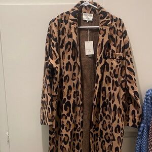 NWT J. Crew Brown Leopard sweater/jacket Size M